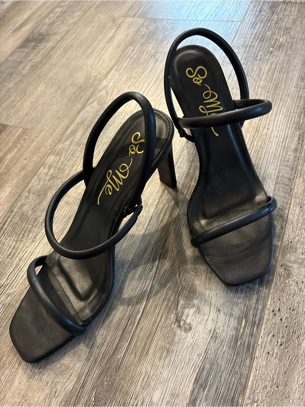 Black Strappy Heeled Sandals by
